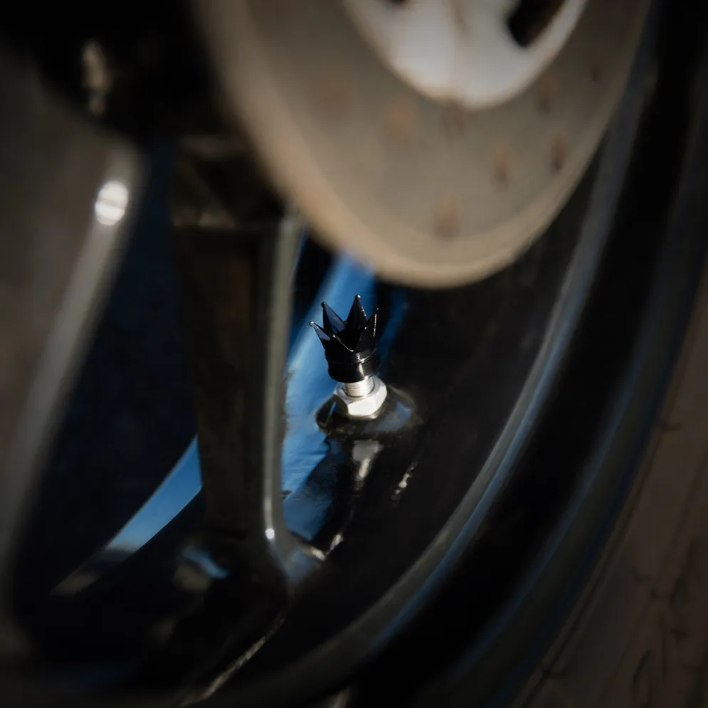 Crown Black - Motorcycle Valve Caps^Moto Loot Online