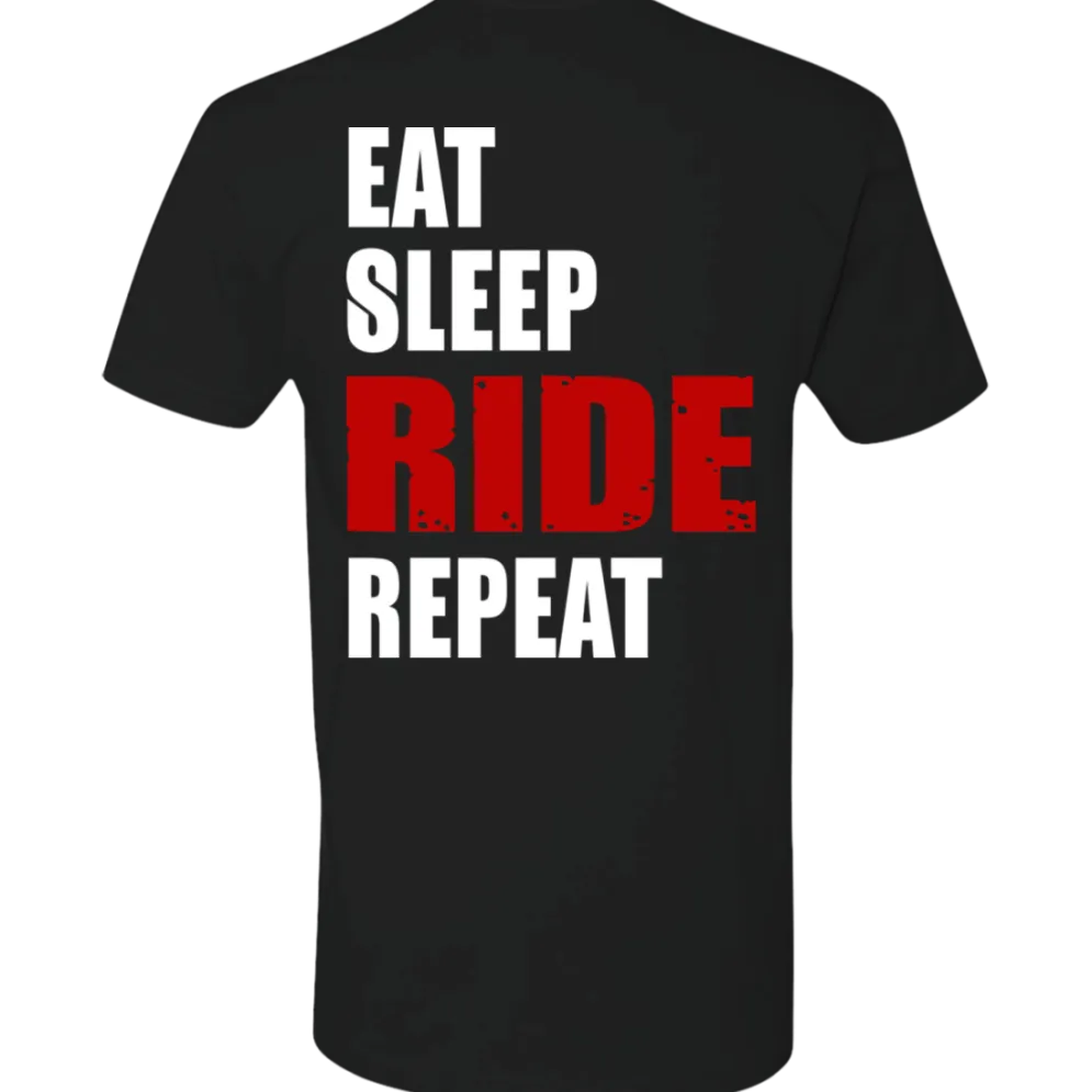 EAT SLEEP RIDE REPEAT T-SHIRT^CustomCat Clearance