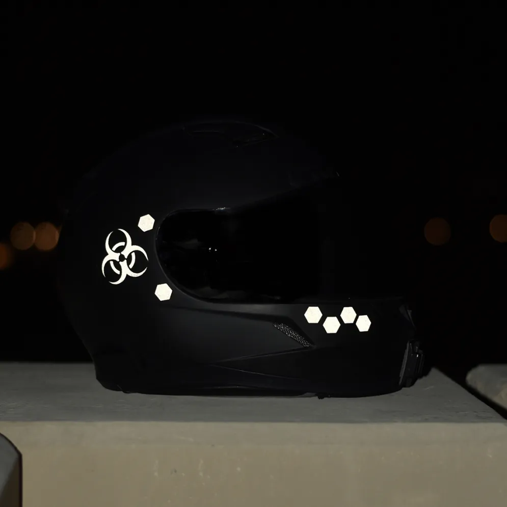 Glowrider Reflective Helmet Sticker - Hazard Edition^Moto Loot