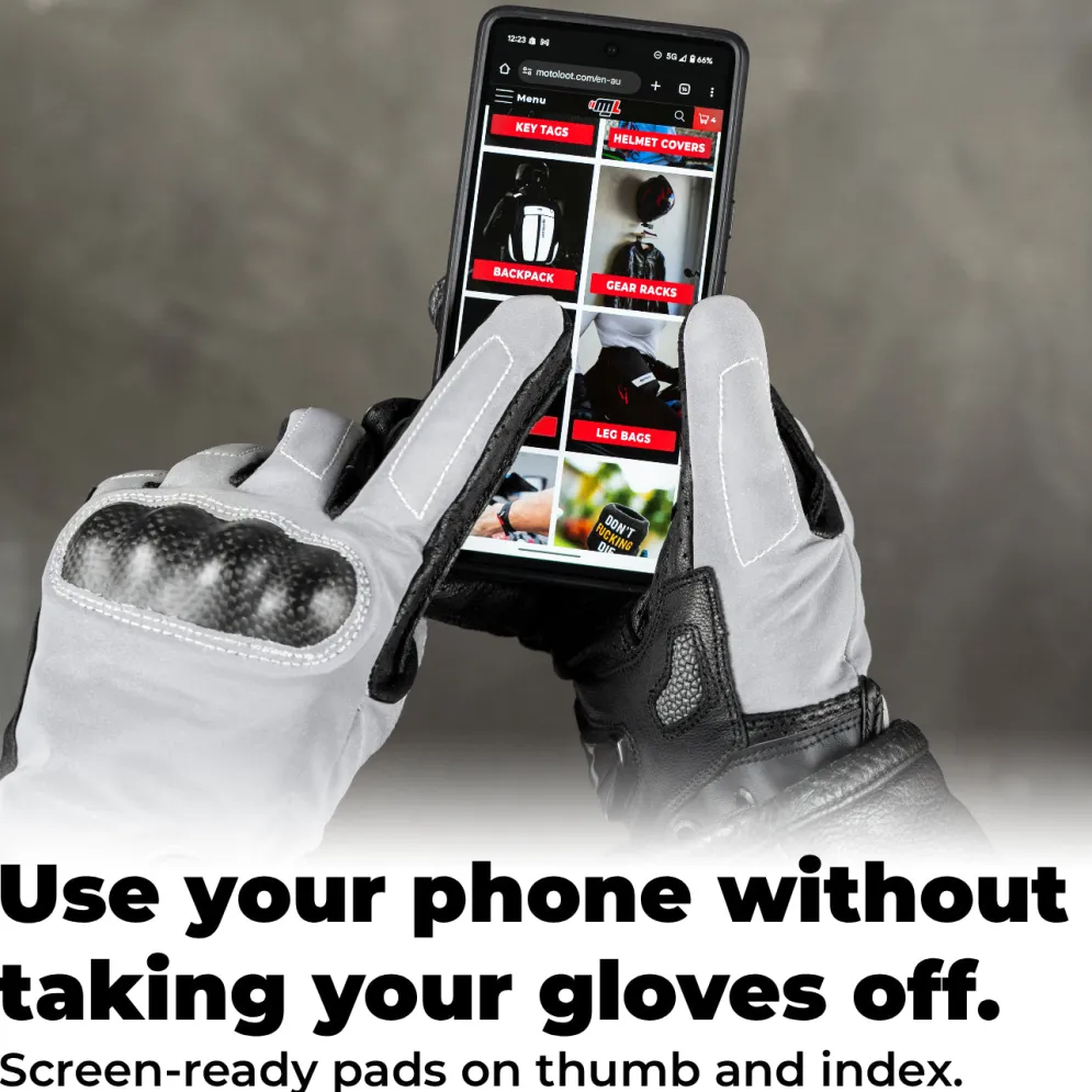 Glowrider Reflective Mens Motorcycle Gloves - Mens^Moto Loot New