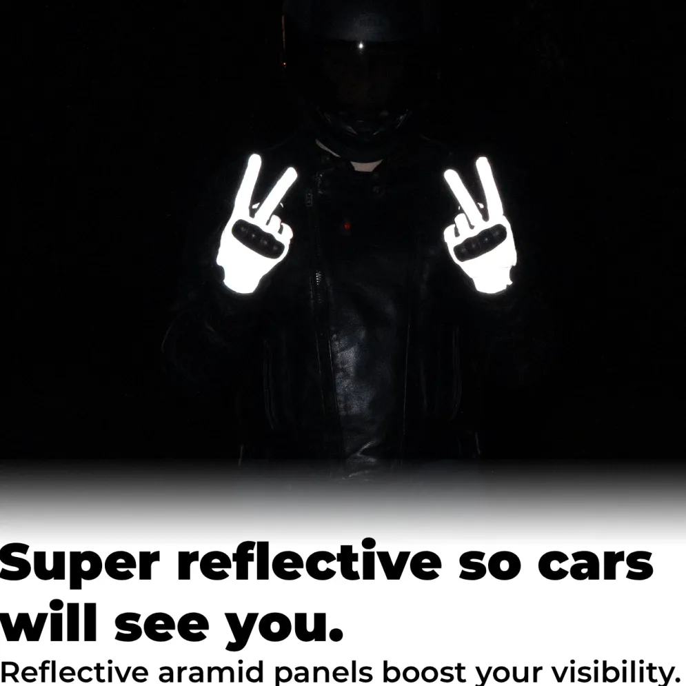 Glowrider Reflective Mens Motorcycle Gloves - Mens^Moto Loot New