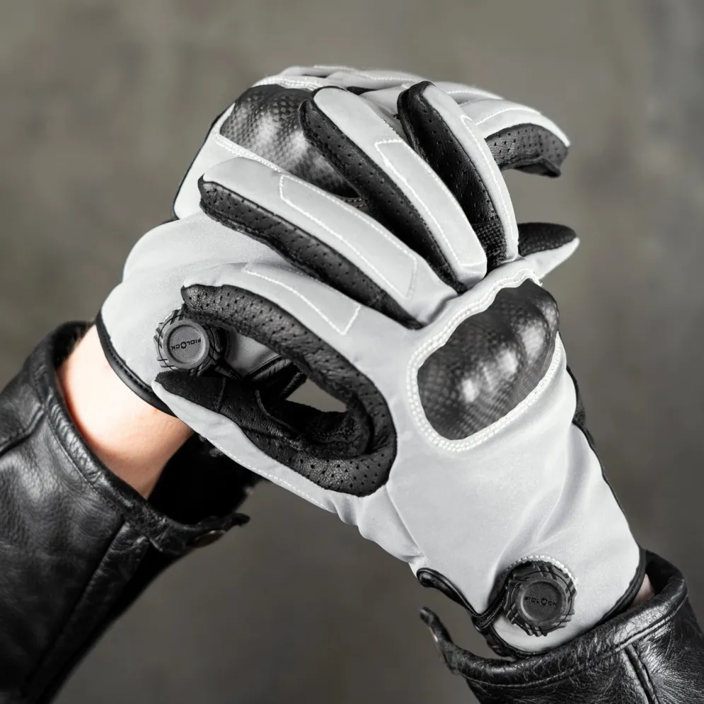 Glowrider Reflective Mens Motorcycle Gloves - Mens^Moto Loot New