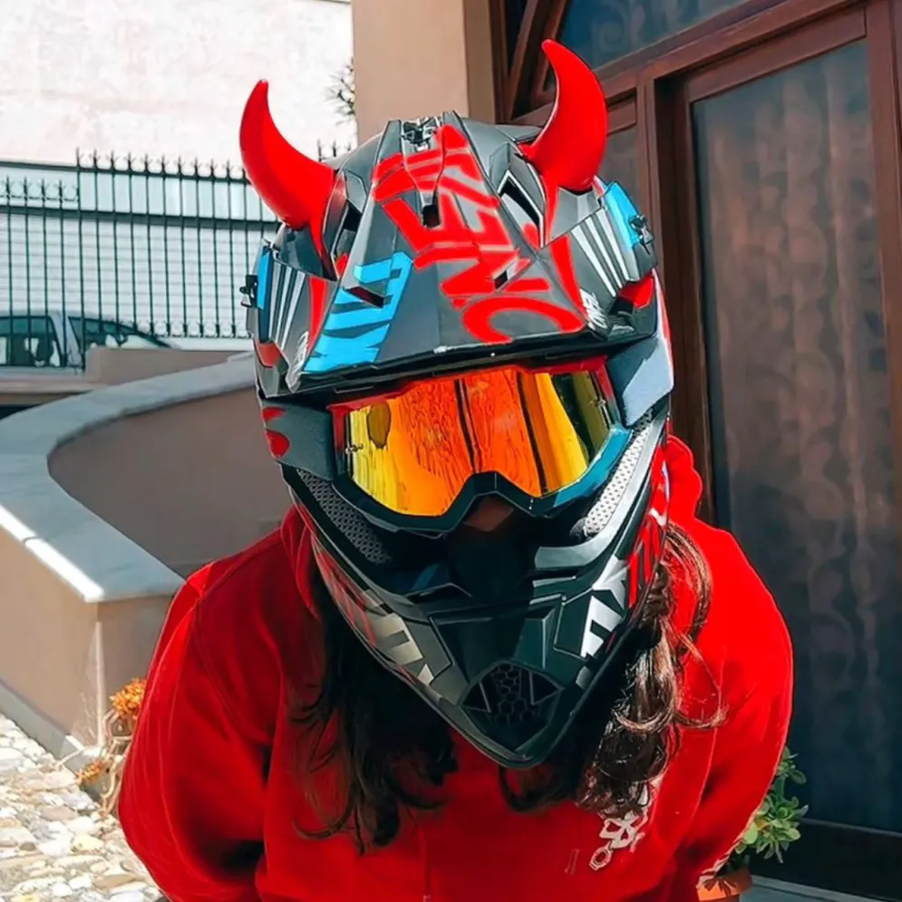 Large Horns Red - Motorcycle Helmet Accessory^Moto Loot Discount
