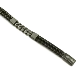 Leather And Steel - Double Cord Black Bracelet^Moto Loot Discount
