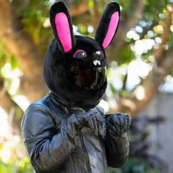 Motorcycle Helmet Cover - Black & Pink Bunny^Moto Loot Discount