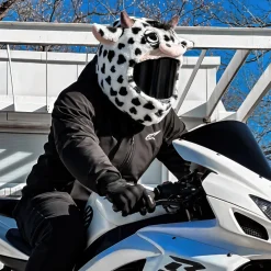 Motorcycle Helmet Cover - Cow (Black & White)^Moto Loot Best