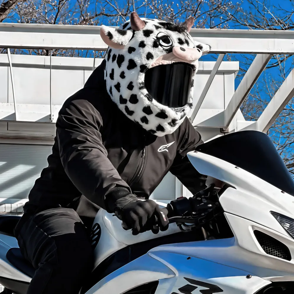 Motorcycle Helmet Cover - Cow (Black & White)^Moto Loot Best