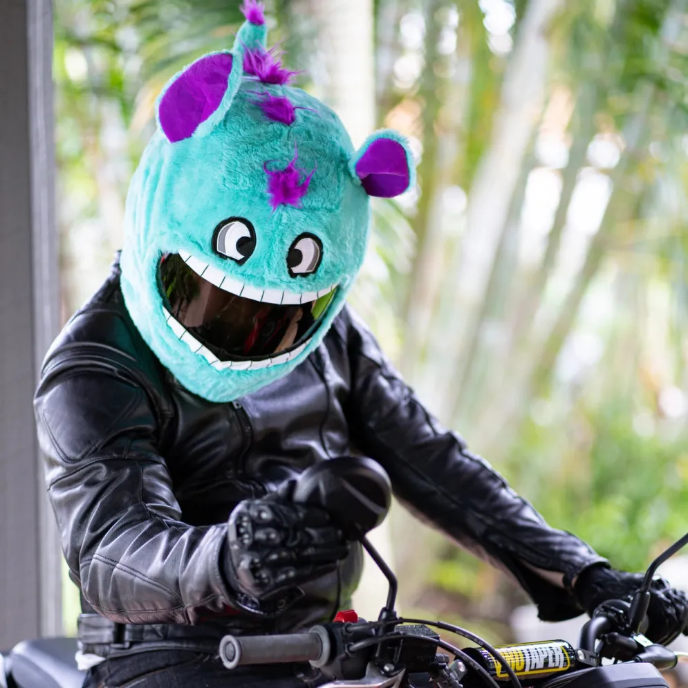 Motorcycle Helmet Cover - Crazy Blue Monster^Moto Loot New