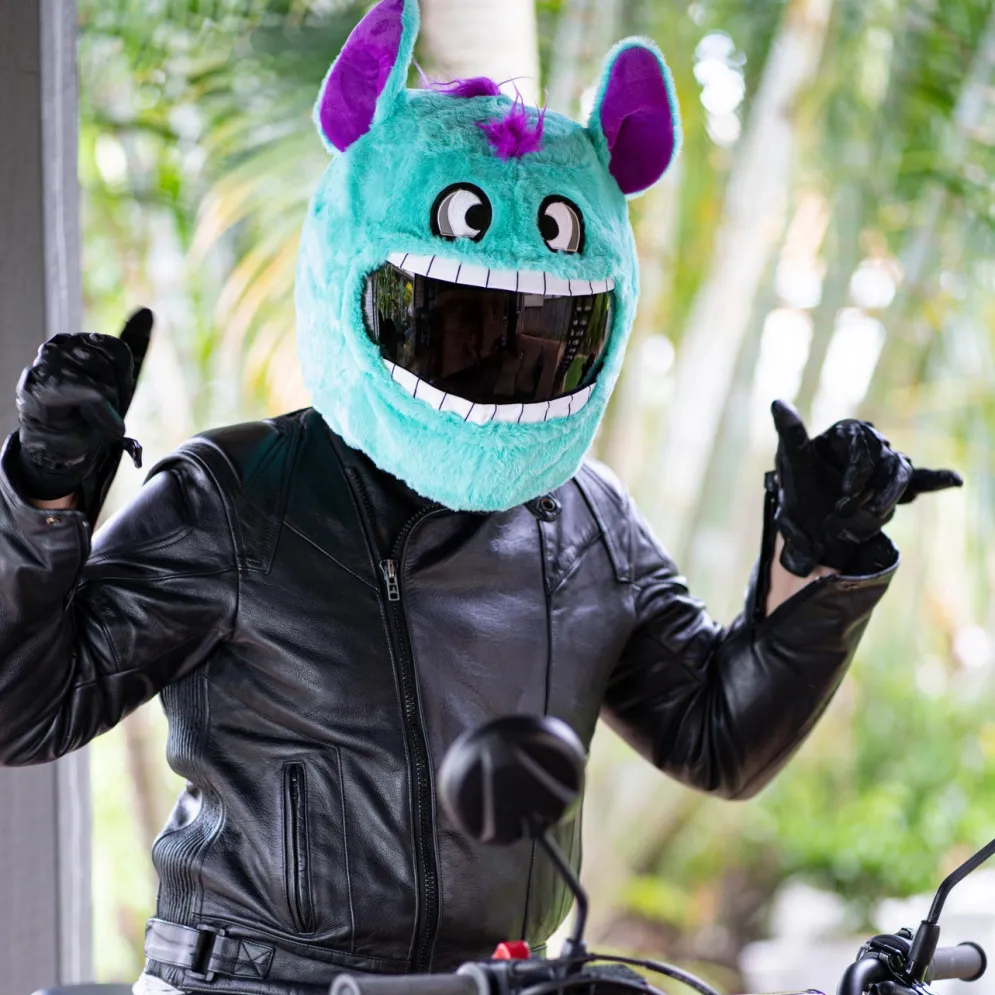 Motorcycle Helmet Cover - Crazy Blue Monster^Moto Loot New