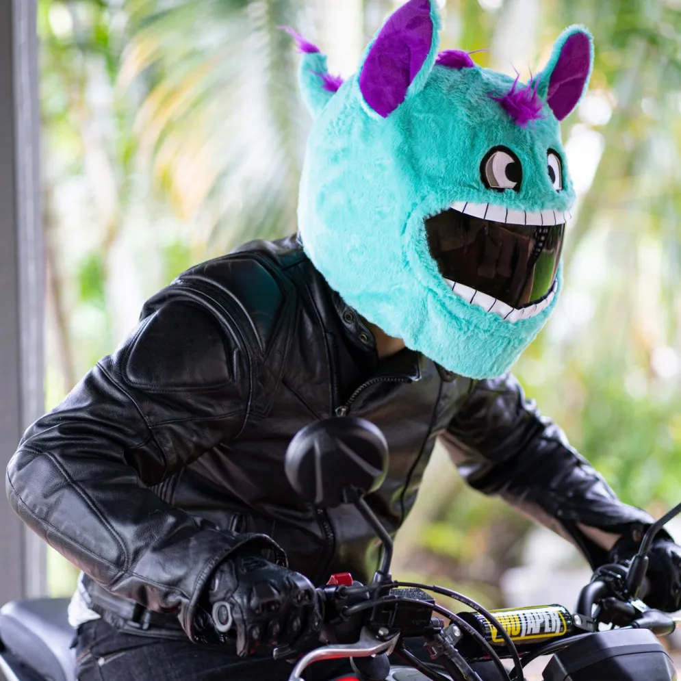Motorcycle Helmet Cover - Crazy Blue Monster^Moto Loot New