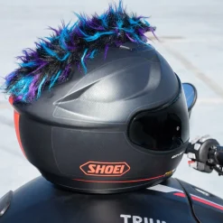 Motorcycle Helmet Mohawk - Blue, Black And Purple^Moto Loot Sale