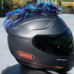 Motorcycle Helmet Mohawk - Blue, Black And Purple^Moto Loot Sale