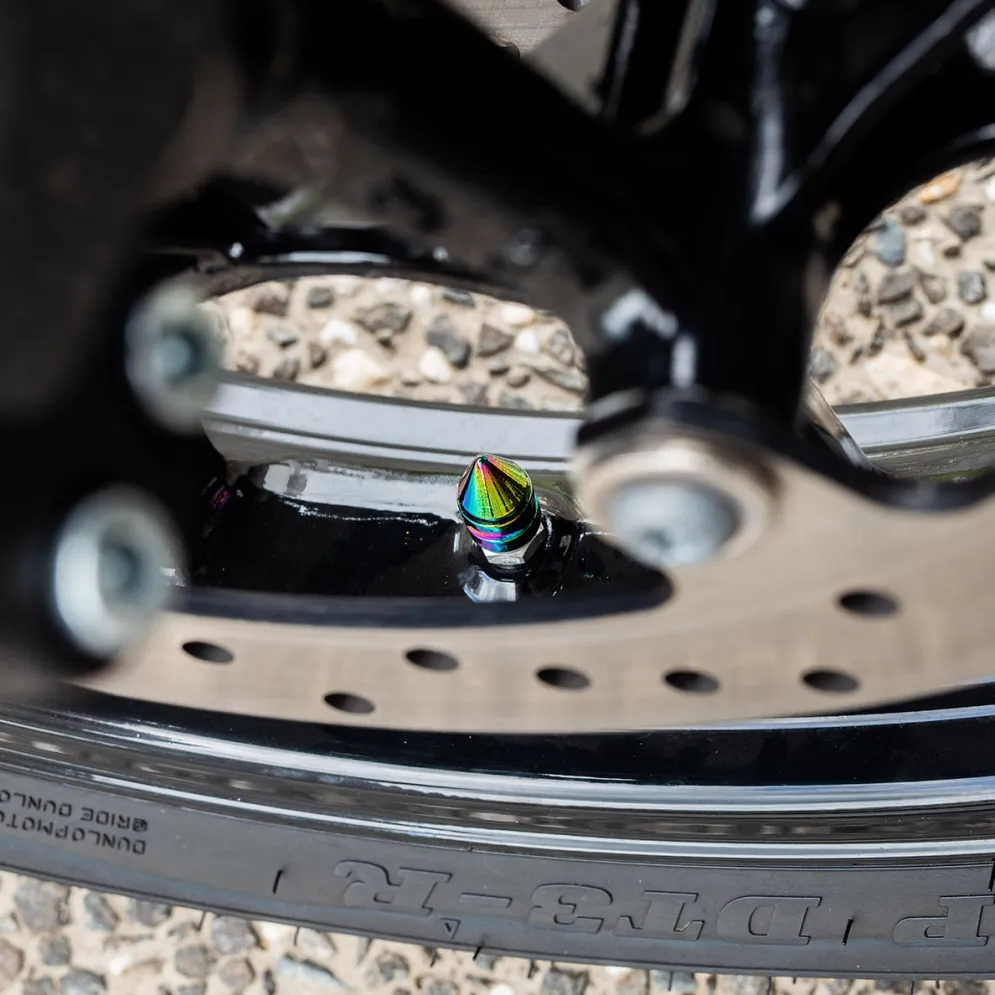Spikes Oil Slick Finish - Motorcycle Valve Caps^Moto Loot Discount