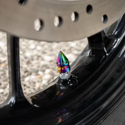 Spikes Oil Slick Finish - Motorcycle Valve Caps^Moto Loot Discount