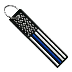 Usa Flag Thin Blue Line - Motorcycle Keychain^Moto Loot