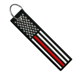 Usa Flag Thin Red Line - Motorcycle Keychain^Moto Loot New