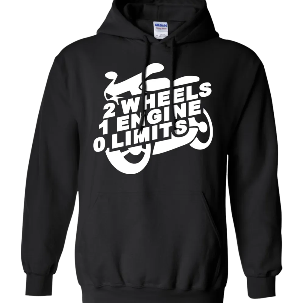 2 Wheels 1 Engine 0 Limits Hoodie^CustomCat Clearance