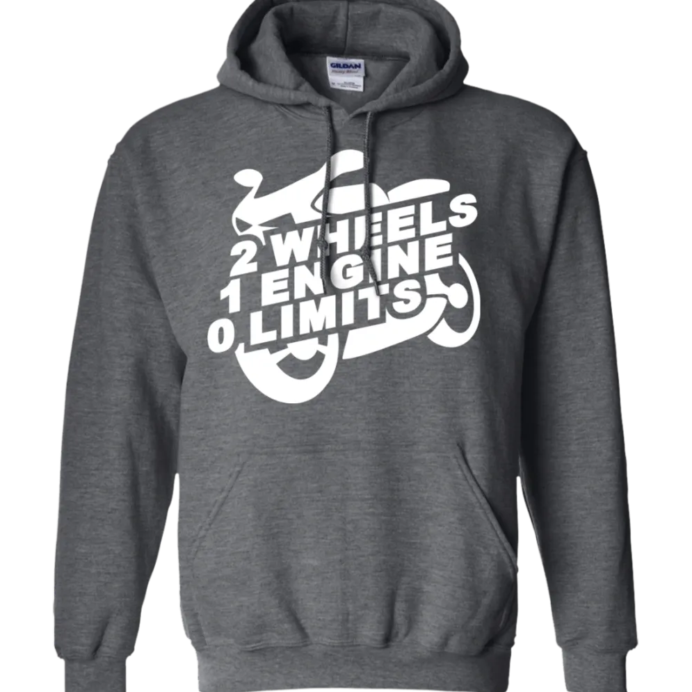 2 Wheels 1 Engine 0 Limits Hoodie^CustomCat Clearance